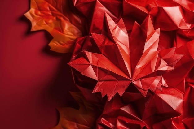 Feliz Dia do Canadá Comemorando o aniversário do Canadá Os canadenses mostram seu orgulho em sua história, cultura e conquistas Bandeira feriado folha de bordo cor vermelha Generative AI
