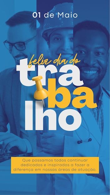 Feliz dia do trabalho feriado 1 de maio azul e amarelo história 1