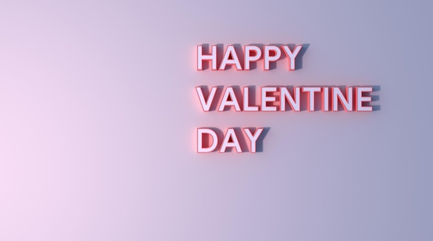 feliz dia dos namorados cor de texto rosa em renderização de ilustração 3d de fundo cinza. conceito de férias