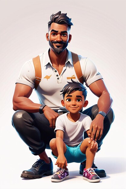 Foto feliz dia dos pais celebração do pai o personagem do jogo é um pai e filho