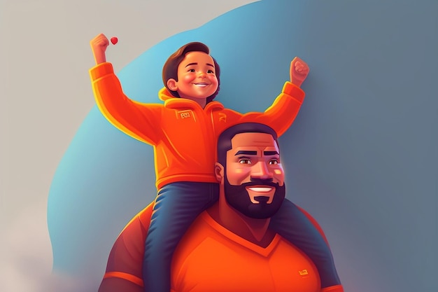 Feliz Dia dos Pais com pai e filho se abraçando Generative ai