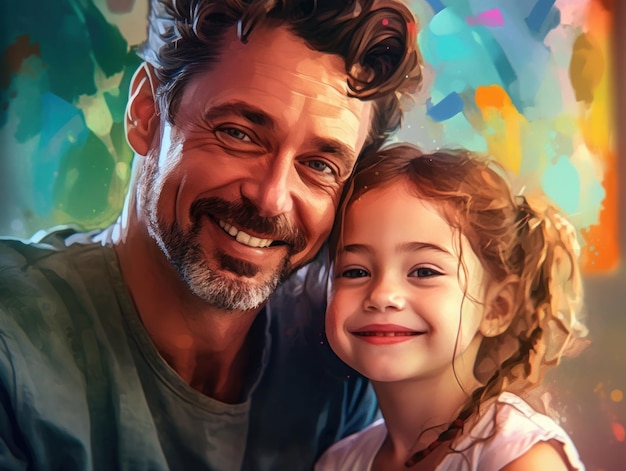 Feliz Dia dos Pais Pai e filha sorrindo alegremente Generative AI