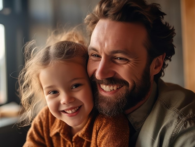 Feliz Dia dos Pais Pai e filha sorrindo alegremente Generative AI