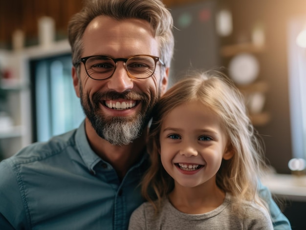 Foto feliz dia dos pais pai e filha sorrindo alegremente generative ai