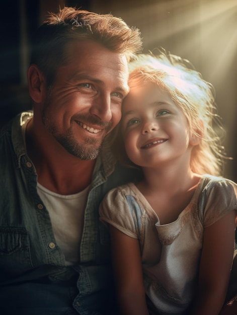 Feliz Dia dos Pais Pai e filha sorrindo alegremente Generative AI