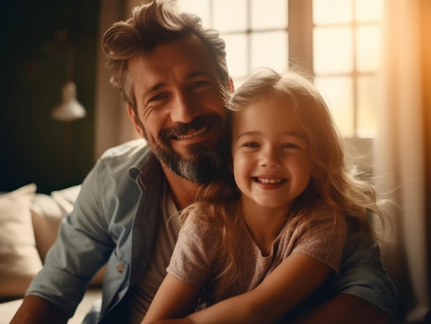 Feliz Dia dos Pais Pai e filha sorrindo alegremente Generative AI