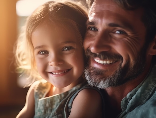 Feliz Dia dos Pais Pai e filha sorrindo alegremente Generative AI