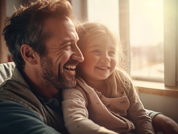 Feliz Dia dos Pais Pai e filha sorrindo alegremente Generative AI