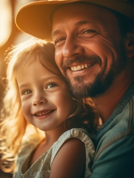 Feliz Dia dos Pais Pai e filha sorrindo alegremente Generative AI