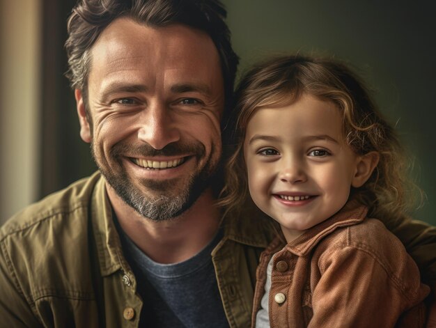 Foto feliz dia dos pais pai e filha sorrindo alegremente