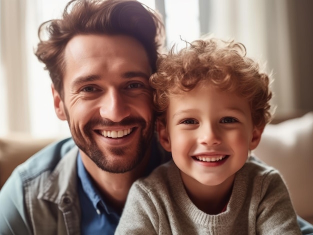 Feliz Dia dos Pais Pai e filho sorrindo alegremente Generative AI
