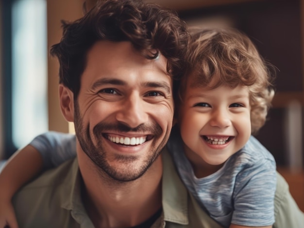 Feliz Dia dos Pais Pai e filho sorrindo alegremente Generative AI