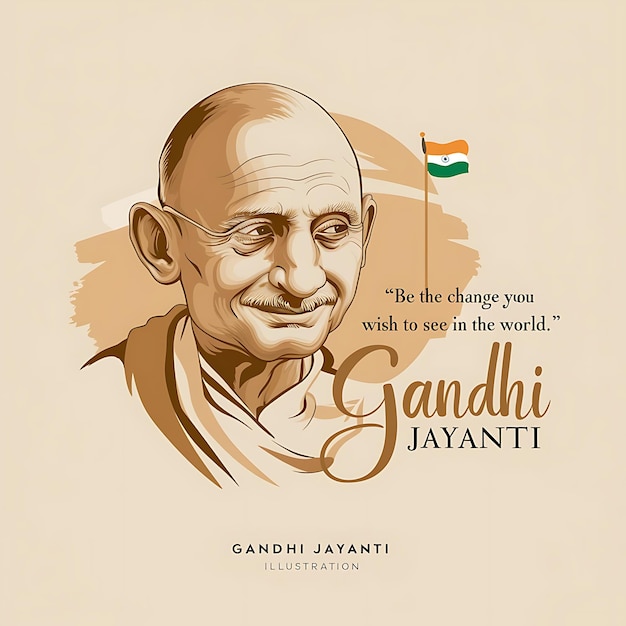 Foto feliz día de gandhi jayanti ilustración plana