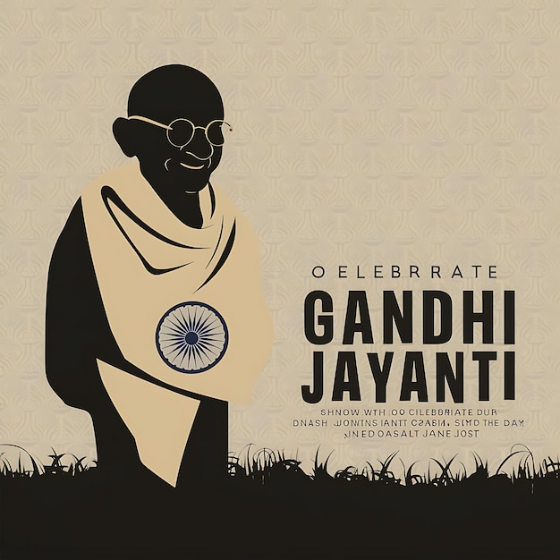 Foto feliz día de gandhi jayanti ilustración plana