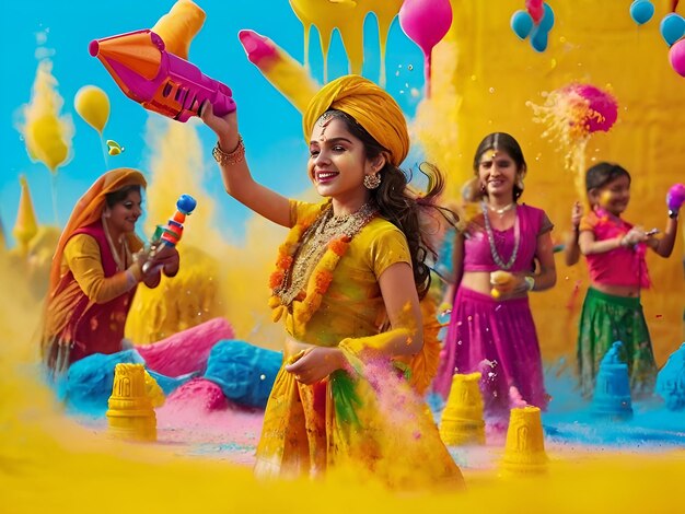 Feliz día de Holi Festival tradicional indio generado por Ai Imagen