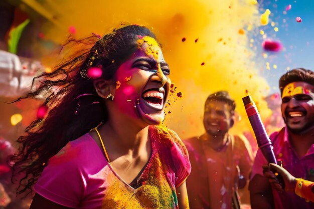 Feliz día de Holi Festival tradicional indio generado por Ai Imagen