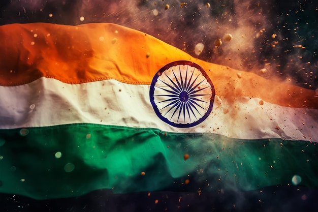 Feliz día de la Independencia de la India La bandera de la India ondeando la bandera de la india en un fondo creativo IA generativa