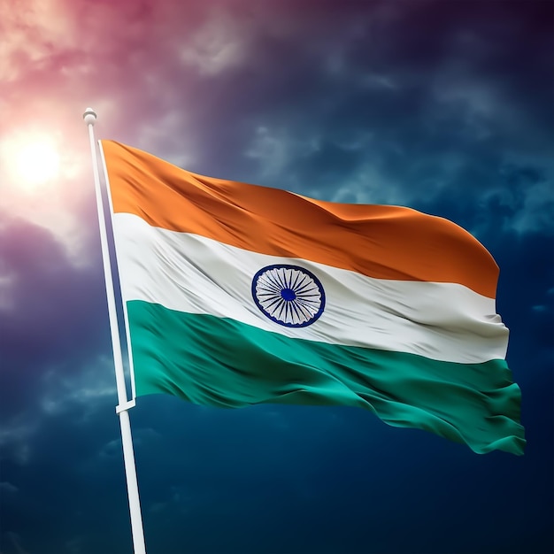 Feliz día de la Independencia de la India La bandera de la India ondeando la bandera de la india en un fondo creativo IA generativa