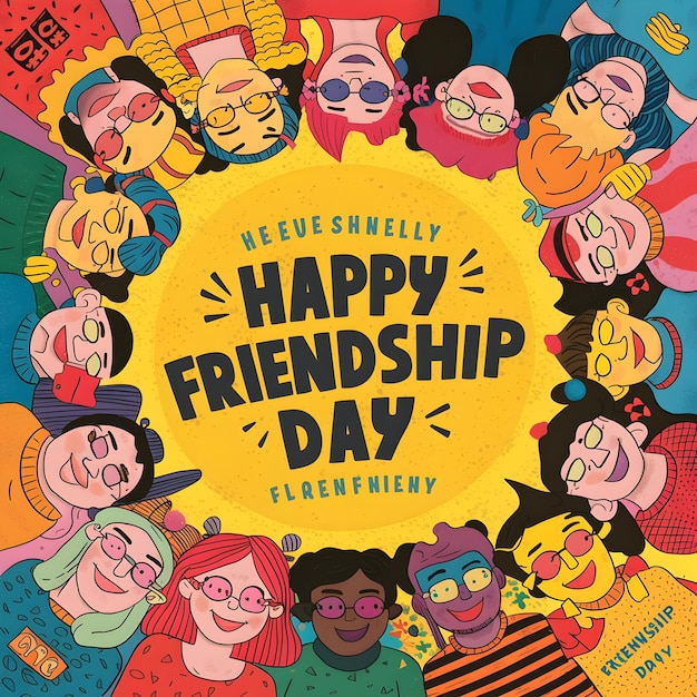Feliz día internacional de la amistad tarjeta de felicitación con flores IA generativa