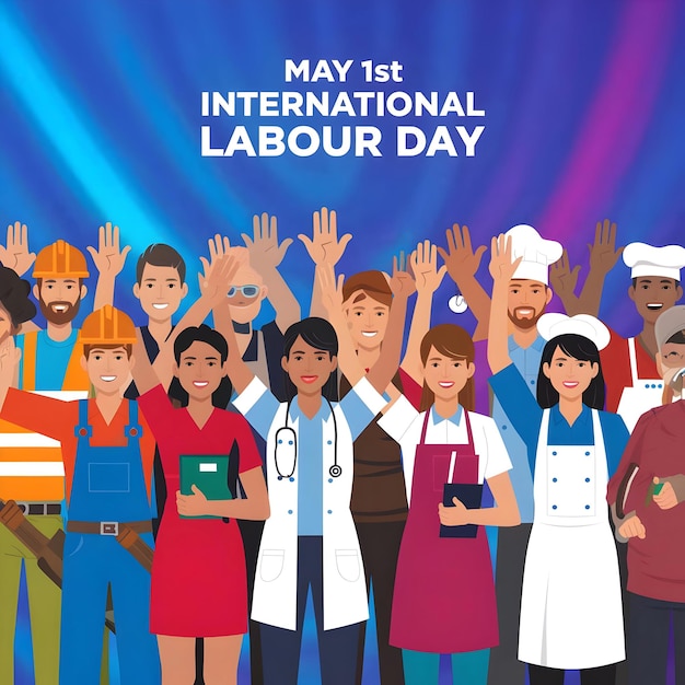 Feliz Dia Internacional do Trabalho desenho de ilustração vetorial