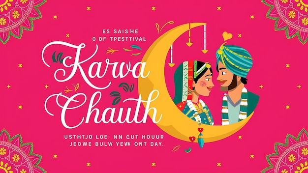 Foto feliz día de karwa chauth festival hindú diseño de fondo plano ilustración