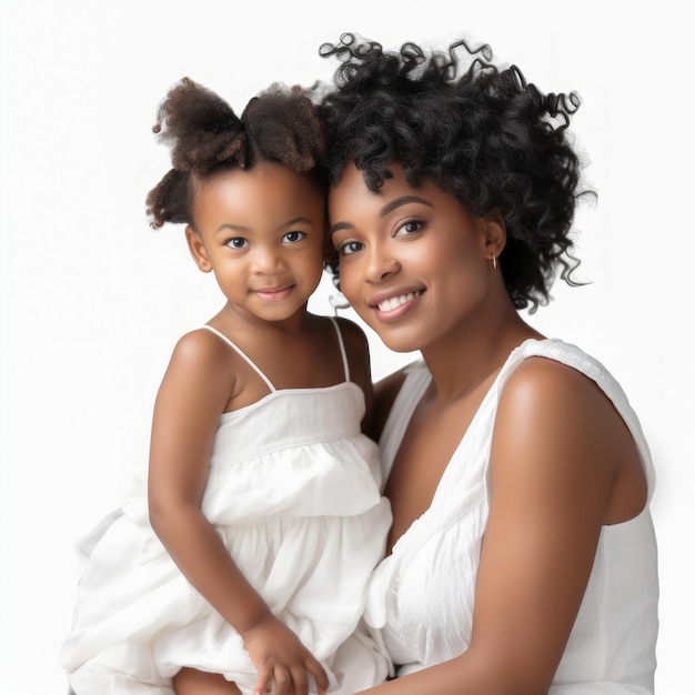Feliz día de la madre concepto de maternidad familiar Joven mujer africana madre sosteniendo a su linda hija