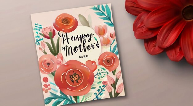 Feliz día de la madre con flores y corazones