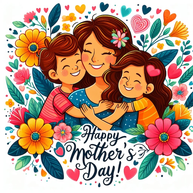 Feliz día de la madre con hermosas flores de fondo