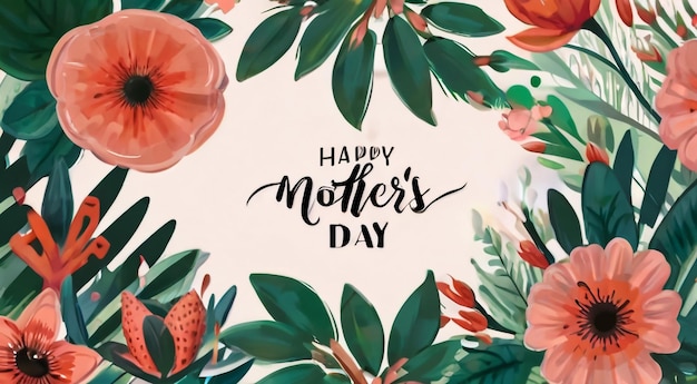 Feliz día de la madre Tarjeta de letras Tarjeta de saludo con flor Ilustración vectorial EPS 10