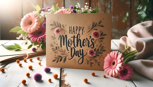 Feliz Día de las Madres arte abstracto Caligrafía con decoración de flores o fondo del Día de las madres