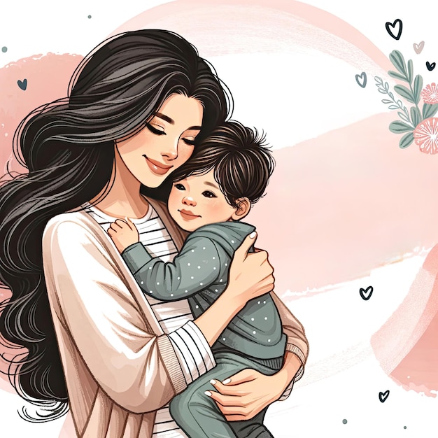 Feliz Día de las Madres Imágenes Madre e Hijo Imágenes Celebración del Festival de la Maternidad