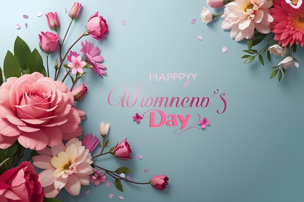 Feliz día de la mujer con fondo de flores