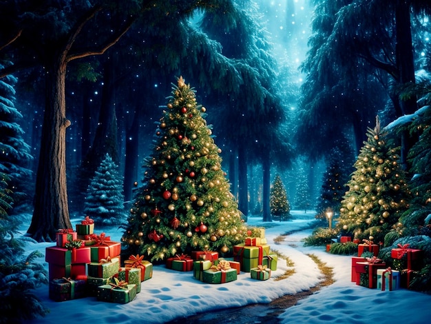 Feliz día de Navidad colorido fondo de Navidad regalo de Navidad fondo árbol de Navidad
