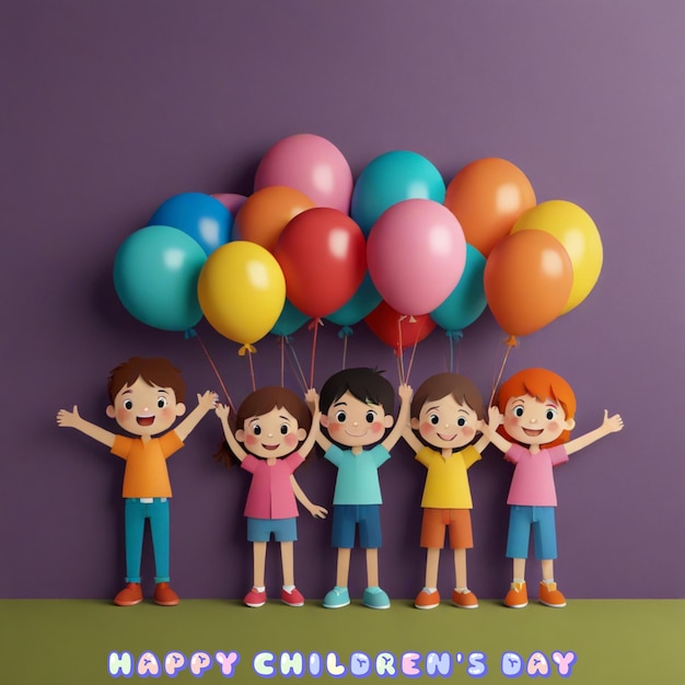 Feliz día de los niños para los niños celebración ilustración Día de los niños papel artesanía unidad