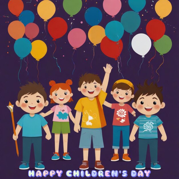 Foto feliz día de los niños para los niños celebración ilustración día de los niños papel artesanía unidad