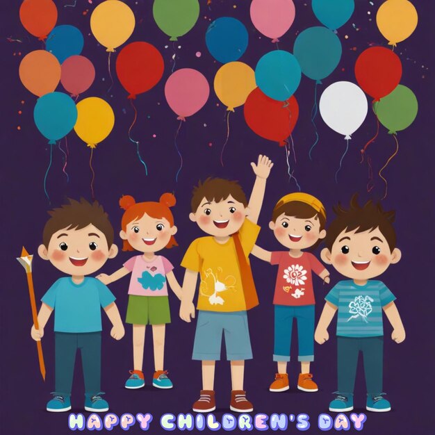 Feliz día de los niños para los niños celebración ilustración Día de los niños papel artesanía unidad