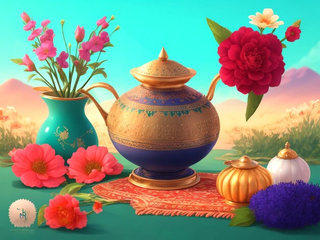 feliz día de nowruz o ilustración del año nuevo iraní