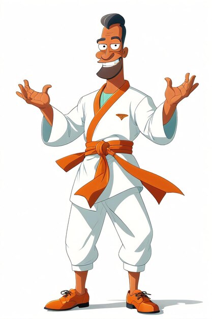 feliz día del padre celebración del padre un personaje de dibujos animados con una barba y una barba con un karate o