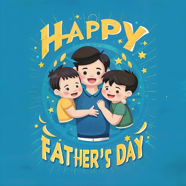 Feliz día del padre concepto hijos y padre