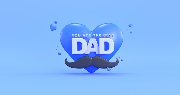 feliz día del padre eres la mejor ilustración en fondo azul 3d render