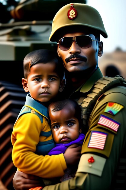 Foto feliz día del padre para un hombre del ejército