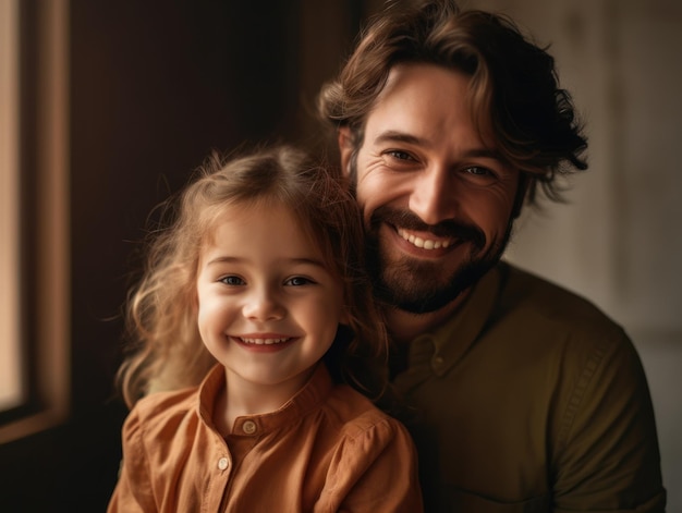 Feliz día del padre Padre e hija sonriendo felizmente IA generativa