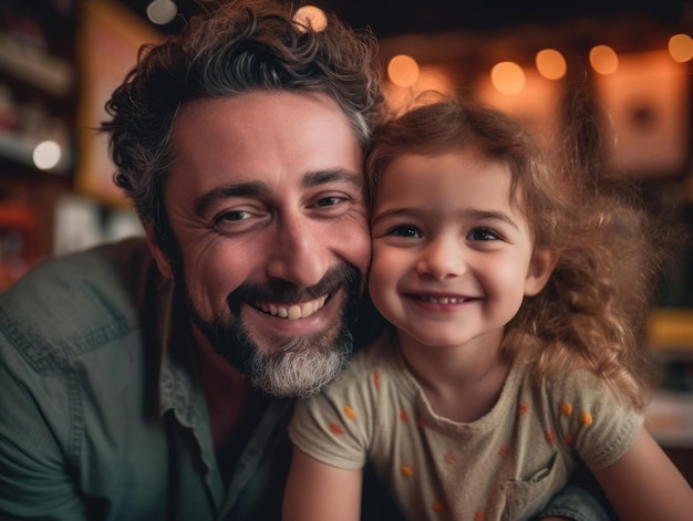 Feliz día del padre Padre e hija sonriendo felizmente IA generativa