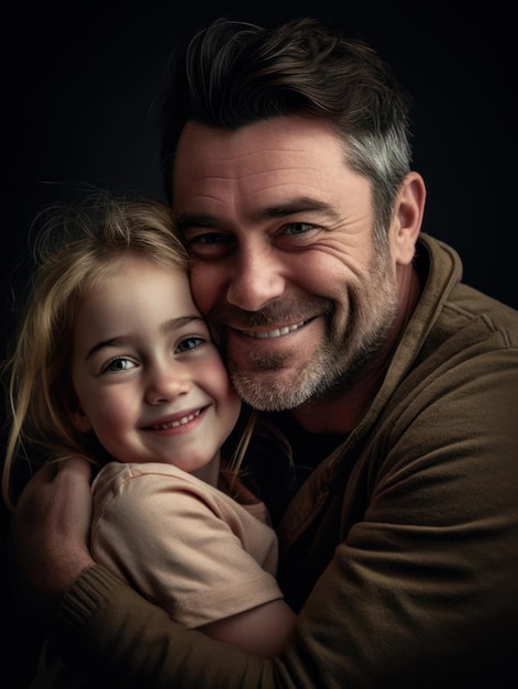 Feliz día del padre Padre e hija sonriendo felizmente IA generativa