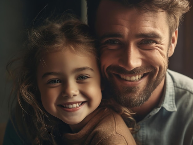 Feliz día del padre Padre e hija sonriendo felizmente IA generativa