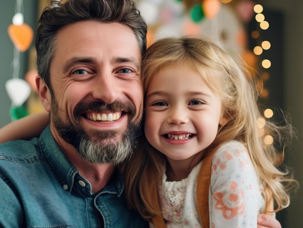 Feliz día del padre Padre e hija sonriendo felizmente IA generativa