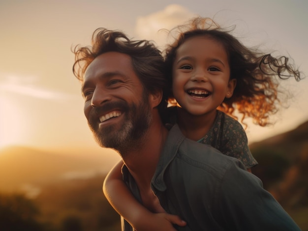 Feliz día del padre Padre e hija sonriendo felizmente IA generativa