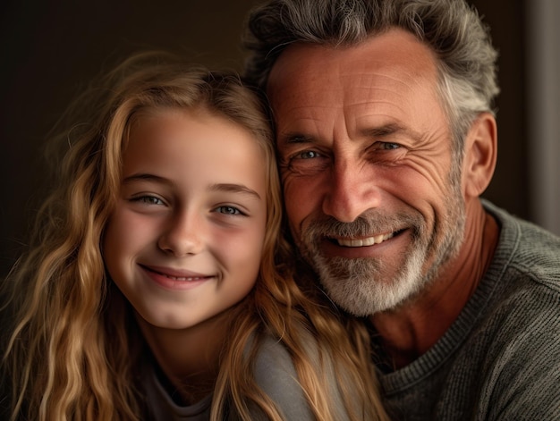 Feliz día del padre Padre e hija sonriendo felizmente IA generativa