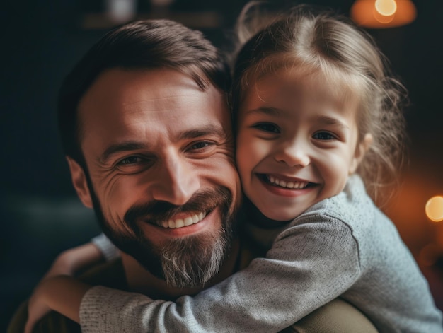 Feliz día del padre Padre e hija sonriendo felizmente IA generativa