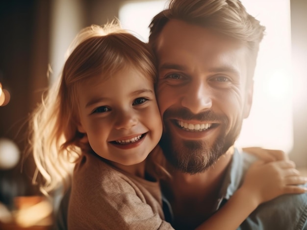 Feliz día del padre Padre e hija sonriendo felizmente IA generativa